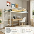 thumbnail image 4 of COZONY White Heavy Duty Metal Loft Bed w/ Ladder & Safety Guardrail, Twin Size Space Saving Design, 4 of 7