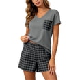thumbnail image 2 of Ynynloco Womens Pajama Sets Short Sleeve Pajamas for Women Sets Soft Comfy Lounge Sets Casual V Neck Loungewear Sleepwear PJS, 2 of 8