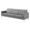 thumbnail image 3 of Tufted Loveseat and Sofa Set, Faux Leather, Silver Grey Gray, Modern Contemporary Urban Design, Living Lounge Room Hotel Lobby Hospitality, 3 of 6