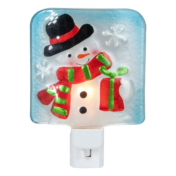 Northlight Snowman in Top Hat Glass Christmas Night Light - 4.75"