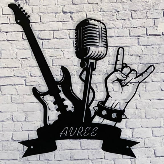 Handmadetneonsign Rock And Roll Metal Wall Art Light, Rock Metal Sign Wall Decor, Music Band Metal Decor