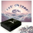 thumbnail image 2 of Ambesonne Pink Jigsaw Puzzle, Pastel Sky Moon Phases Clouds, Heirloom-Quality Fun Activity for Family Durable Cardboard, 1000 pcs, Mauve Pale Rose and Blue, 2 of 5