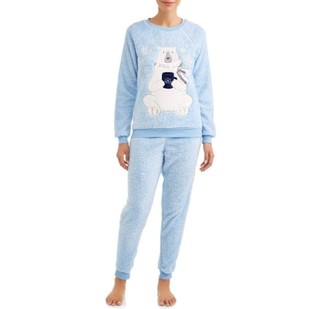 Jammers Women's and Women's Plus Polar Bear Plush Twosies Set