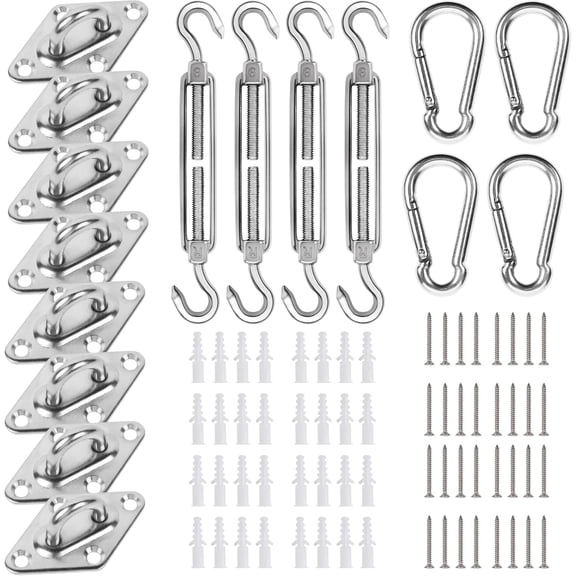 Shade Sail Hardware Kit with 44 Stainless Steel Components Perfect for Creating Shaded Areas Outdoors D