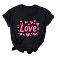 thumbnail image 3 of BiZtdJrK Limited Time Sale Women's Valentine's Day Shirts Loose Crew Neck Short Sleeve T Shirt Trendy Heart Graphic Tees Tops Casual Basic Blouse Black L, 3 of 6