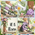 thumbnail image 4 of Wooden Cross Easter Banner Floral Decor Resurrection Display Pink Purple Flowers Easter Bunny Cross Backdrop for Easter Celebration Church Event Home Decoration, 4 of 4