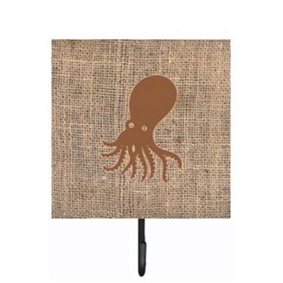 Octopus Burlap and Brown Leash Or Key Holder