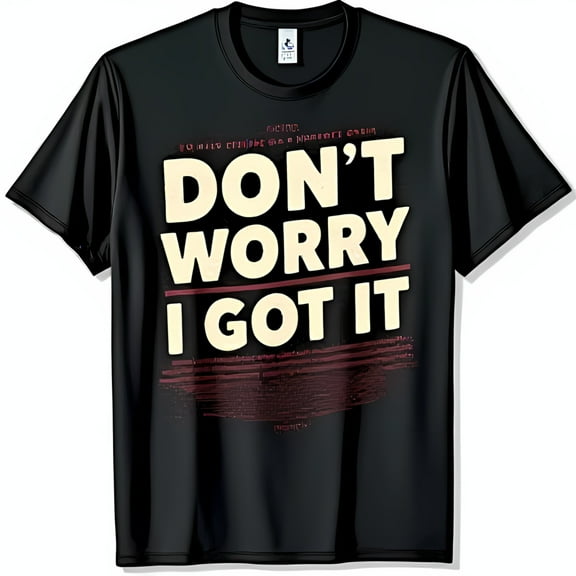 Black Neck T-Shirt with Don t Worry I Got It Graphic on Striped Background