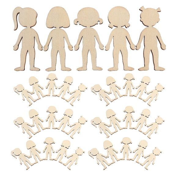WEUVEB Wooden People Cutouts for DIY Crafts Sturdy and Reliable Unfinished Wood Decorations Beige 100pcs