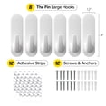 thumbnail image 5 of Wrap-It Storage Handy Hooks - The Fin Large (6 Pack) - Wall Sticky Hooks for Hanging, Bathroom Door Hooks, Utility Hooks Damage Free - White, 5 of 7