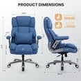 thumbnail image 5 of EOP 600LBS Big and Tall Heavy Duty Office Chair, Ergonomic Massage Desk Chair with 4D Adjustable Armrests, Fabric Executive Chair with Lumbar Support & Quiet Dual Rubber Wheels, Blue, 5 of 11
