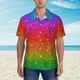 thumbnail image 2 of Fotbe Rainbow Glitter Camisa Hawaiana para Hombre Unisex – Camisa Casual de Verano con Botones de Manga Corta de Algodón y Lino,Small, 2 of 7