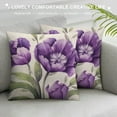 thumbnail image 3 of Creowell Purple Tulip Decorative Pillows Covers Throw Pillows for Couch Sofa Living Room Cushion, Floral Patio Furniture Outdoor Pillow Covers for Farmhouse Modern Home Decor 12x12in, 3 of 5