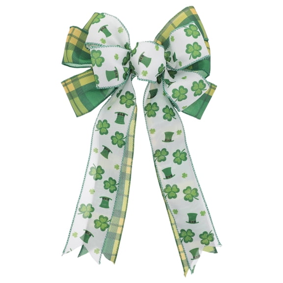 Worgeous Saint Patrick's Day Ornament Beautifully Crafted Green Bow Decoration for Holiday Crafts Versatile Use Polyester Cloth