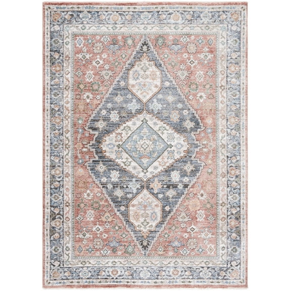 SAFAVIEH Jasmine Oswin Geometric Area Rug, Rust/Navy, 9' x 12'