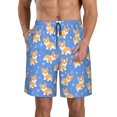 thumbnail image 1 of Balery Kawaii Corgi Traje de Baño Estilo Hawaiano para Hombre, Shorts de Secado Rápido con Bolsillos-Large, 1 of 6