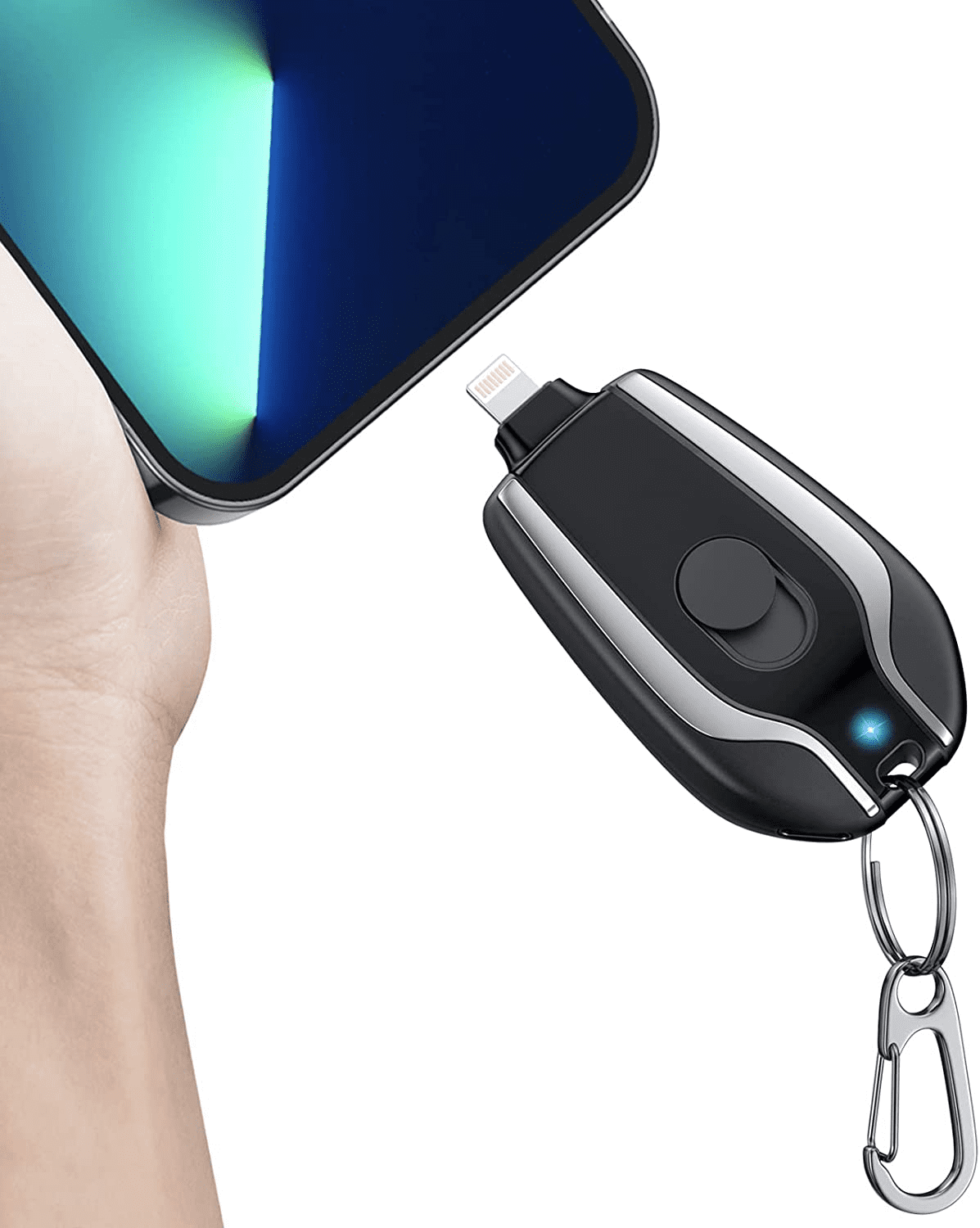 Keychain Portable Charger for iPhone, 1500mAh Mini Power Emergency Pod,  Ultra-Compact External Fast Charging Power Bank Battery Pack, Key Ring Cell Phone  Charger, Charger Smaller Than a Card 