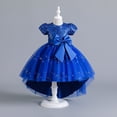 thumbnail image 3 of Girls Sequin Puffy Tutu High Low Bow Belted Kids Princess Dress Performance Evening Christmas Dress, 3 of 4