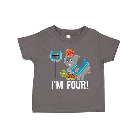 

Inktastic Basketball 4th Birthday for 4 Year Old Gift Toddler Boy Girl T-Shirt