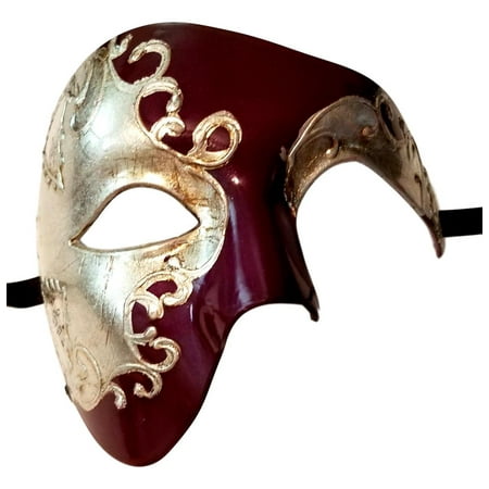 Men's Phantom Purple Silver Foil Large Mardi Gras Masquerade Mask