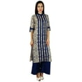 thumbnail image 3 of Bimba Women Mandarin Collar Straight Kurti With Pockets Summer Tunic Blouse, 3 of 7