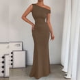 thumbnail image 2 of Nxznwn Women's One Shoulder Mermaid Maxi Dresses Ruched Bodycon Formal Evening Gown Elegant Wedding Guest Cocktail Party Long Dress, 2 of 8