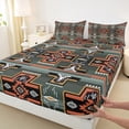 thumbnail image 3 of Homewish Bohemian Aztec Bed Sheets for Teen, Teal Orange Square King Sheets, Vintage Mandala Western Sheet Set, Breathable Home Decor, 4-Piece, 3 of 7