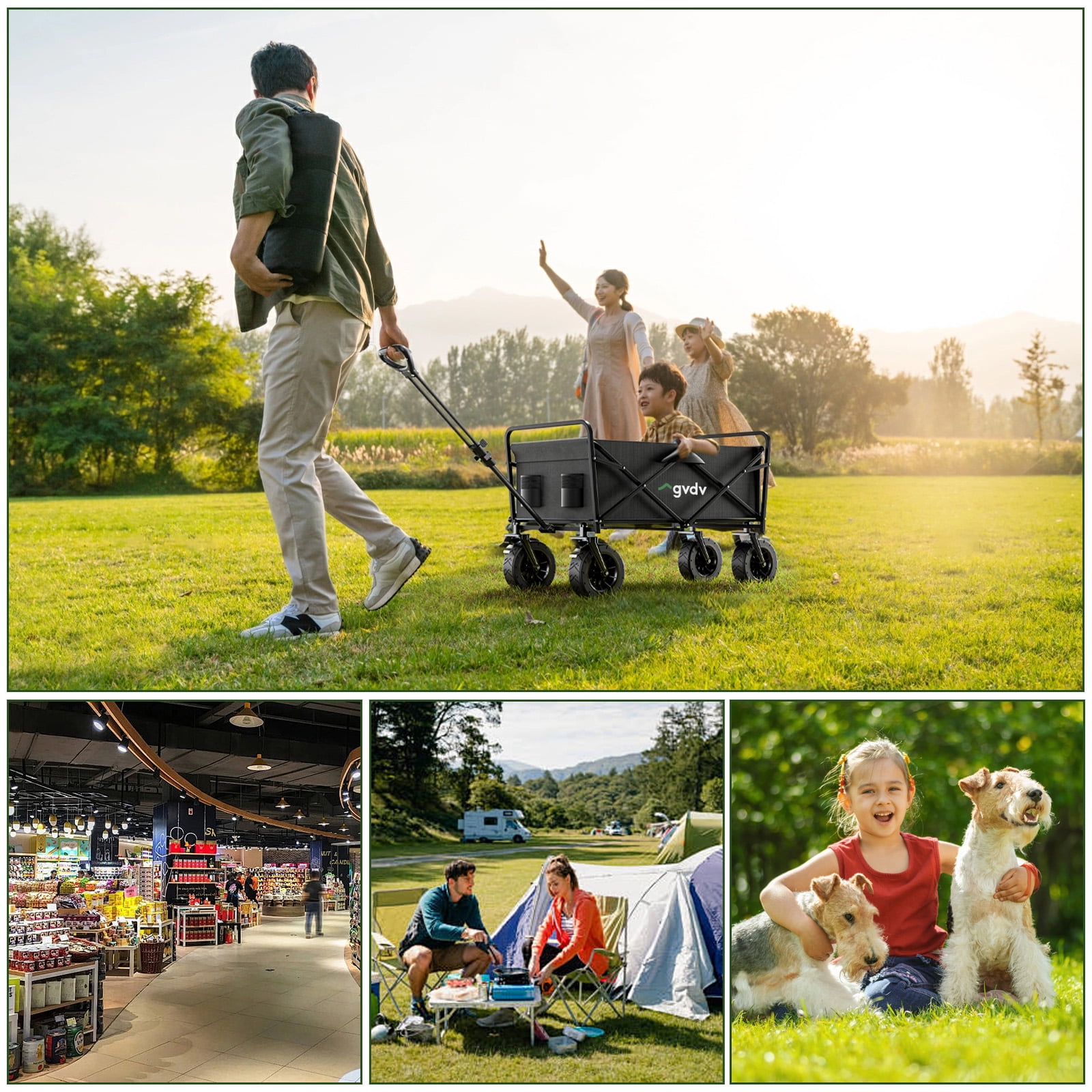 GVDV Portable Folding Wagon for Outdoor Activities