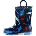 thumbnail image 2 of Kushyshoo Toddler Light Up Rain Boots Boys Navy Sharks Rain Boots for Kids with Handles 13M, 2 of 8