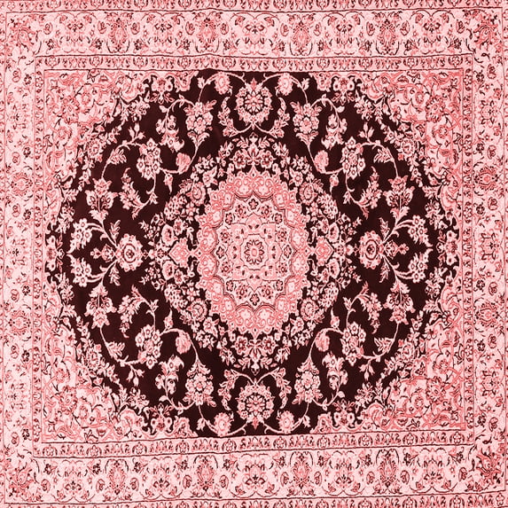 Ahgly Company Indoor Square Medallion Red Traditional Area Rugs, 4' Square