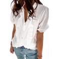thumbnail image 3 of Women's White Ruffled Button Down Shirt, 3 of 5