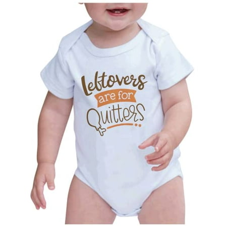 

7 ate 9 Apparel Kids Happy Thanksgiving Shirts - Leftovers are for Quitters - White Onepiece 12-18 Months
