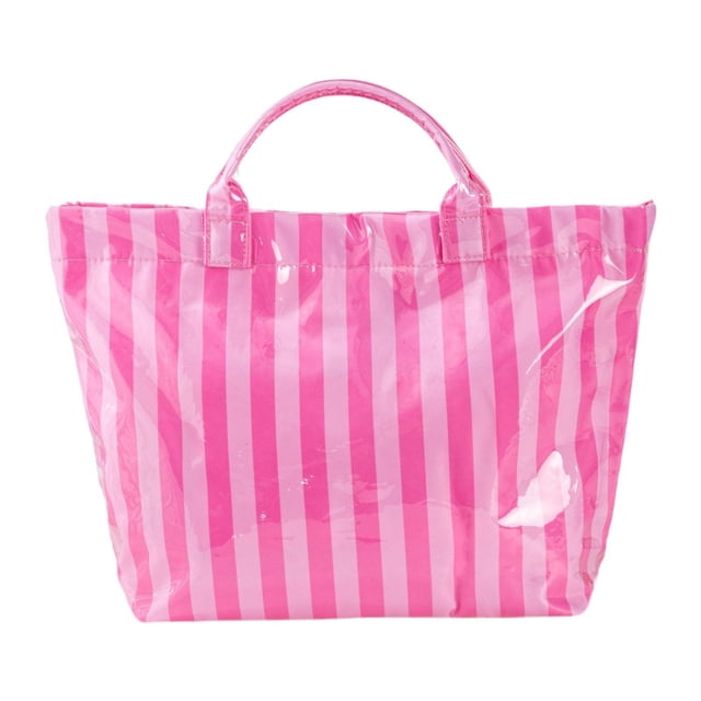 Bolso de trabajo a rayas, gran capacidad, impermeable, tipo hobo, ideal para la playa, el trabajo y los viajes. Rosa