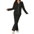 thumbnail image 5 of MINTREUS Women's Pajama Sets Knit Long Sleeve Button Down Pjs Soft Sleepwear Lounge Sets with Pockets, 5 of 9