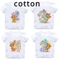thumbnail image 2 of Camiseta de algodón con estampado de lazo y número 1-9 para niños y niñas, regalo de cumpleaños, oso de dibujos animados, divertida camiseta de cuello redondo para niños, 2 of 4