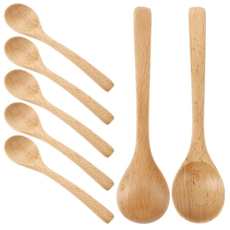 

7pcs Wood Spoon Japanese Style Wooden Spoon Reusable Spoon for Ice Cream Honey Desserts Comfortable Grip Wood Spoon Kitchen Gadget