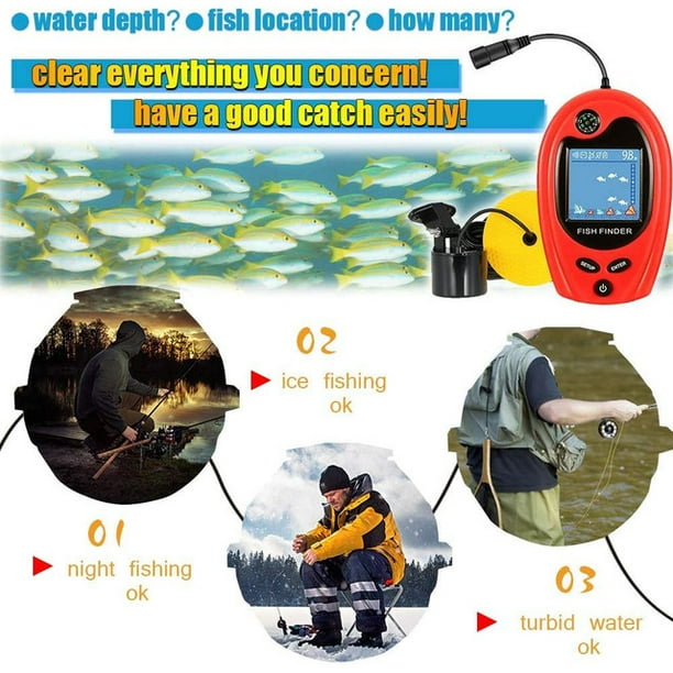 LUCKY Kayak Portable Fish Depth Water Handheld Fish Sonar Castable Kayak  Boat Fish Transducer 