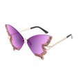 thumbnail image 2 of Butterfly Rimless Sunglasses for Women, Gradient Lens Rhinestone Trim Metal Temples Fashion Eyewear for Outdoor Travel Party Daily Wear Purple, 2 of 2