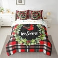 thumbnail image 2 of jejeloiu Merry Christmas Twin Bedding Sets 7-Piece,Cardinal Bird Bedding Comforter Set,Ren Geometric Plaid Sheet Sets,Luxury Bedroom Decor Reversible, 2 of 8