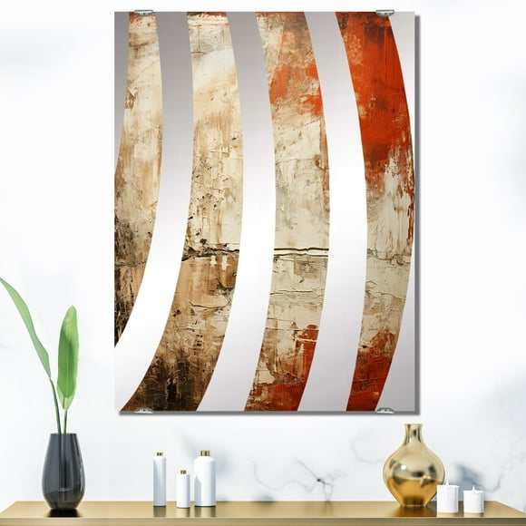 Designart "Chaotic Orange Collage I" Abstract Collages Oversized Wall Mirror - Modern Abstract Bathroom Decorative Wall Mirror - Multiple Color Options