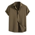 thumbnail image 3 of Jinhomg Mens Casual Beach Shirts Lightweight Comfy Cotton Linen Hawaiian Shirt Lightweight Breathable Short Sleeve Button Down Holiday Vacation Shirts 90 off Clearance Sale Army Green XXXL, 3 of 4