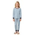 thumbnail image 6 of TIREOW Kids Underwear 2 Piece Set Contrast Trim Long Sleeve Crewneck Top and Long Pants Boys and Girls Sleepwear Loungewear Set, 6 of 7