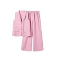 thumbnail image 4 of Women's Sleeveless Business Suits, Two Piece Outfits Summer Fashion Button V Neck Vests Blazer and Wide Leg Pants Sets Cute Two Piece Outfits for Lady XL, 4 of 7