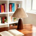 thumbnail image 4 of Walnut Shaped Desk Lamp With Pleated Shade, Faux Wood Grain Bedroom Bedside Table Lamp, Small Night Light With 3-Level Dimmable Brightness for Home Decor, 4 of 6