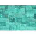 thumbnail image 1 of Ahgly Company Machine Washable Indoor Rectangle Patchwork Turquoise Blue Transitional Area Rugs, 6' x 9', 1 of 4