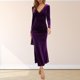 thumbnail image 1 of Vestido de manga larga para mujer Vestido de cóctel fruncido de sirena ajustado Ygjytge Púrpura T S para Mujer, 1 of 5