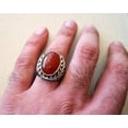 thumbnail image 6 of Carnelian Mans Ring, Natural Carnelian Gents Ring, Birthstone Silver Jewelry, 925 Silver Ring, Birthday Gift, Heavy Mens Ring, Arabic Design, Oxidized Mans Ring, Christmas, Turkey Mens Signet Ring, 6 of 6