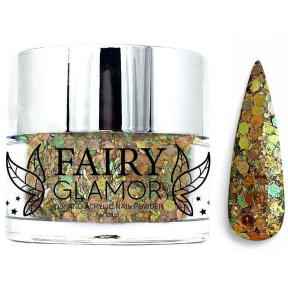 Army Green Chunky Glitter Dip and Acrylic Nail Powder - Camouflage - Fairy Glamor