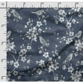 thumbnail image 2 of Soimoi Bird & Flowers Print Silk Fabric Decor Sewing Fabric By The Yard 42 Inch WideDecorative Fabric For Shirts, Suits, Ties-Blue, 2 of 5