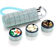 Metal Travel Pill Organizer Portable Weekly Pill Box Large Aluminum Alloy Pill Case Container Day Daily Medicine Organizer Holder for Vitamin Fish Oil Supplement